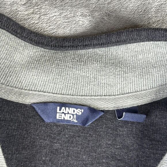 Lands End Pullover Mens 2XL Gray Quarter Zip Sweater Casual Knit Cotton Blend - Picture 5 of 11